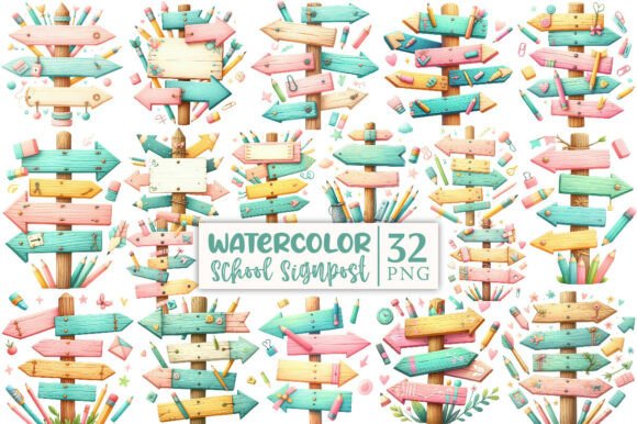 Back to School Signpost Clipart: A Creative Asset for Educators and Designers