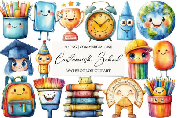 Cartoonish Back to School Clipart: A Versatile Asset for Creative and Educational Projects