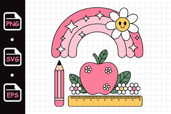 Cute Back to School Rainbow Apple