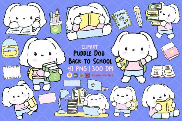 Puddle Dog Back to School Cliparts