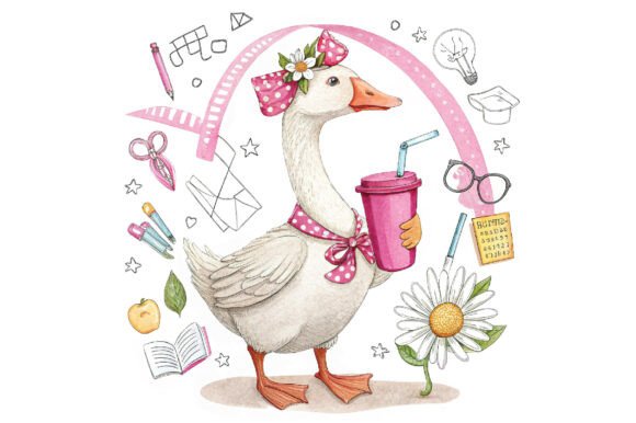 Teacher Goose PNG and Back to School PNG: Creative Assets for Modern Design Projects