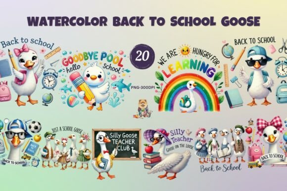 Watercolor Back to School Goose Clipart: A Creative Resource for Educators and Designers