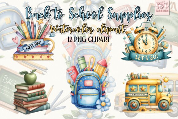 Watercolor Back to School Supplies PNG: A Creative Resource for Classroom and Craft Projects