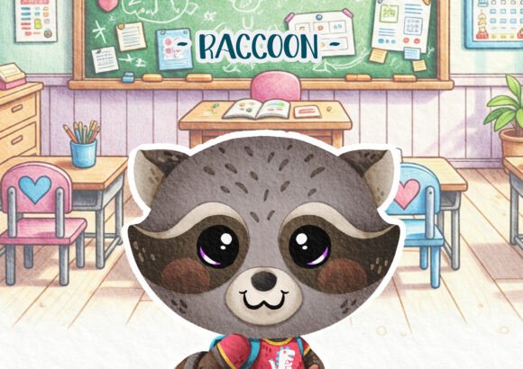 Woodland Back to School Raccoon Poster
