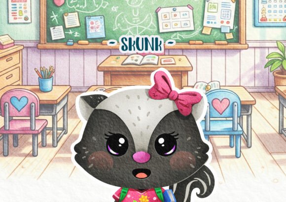 Woodland Back to School, Skunk Poster: A Strategic Design Asset for Creative and Business Use