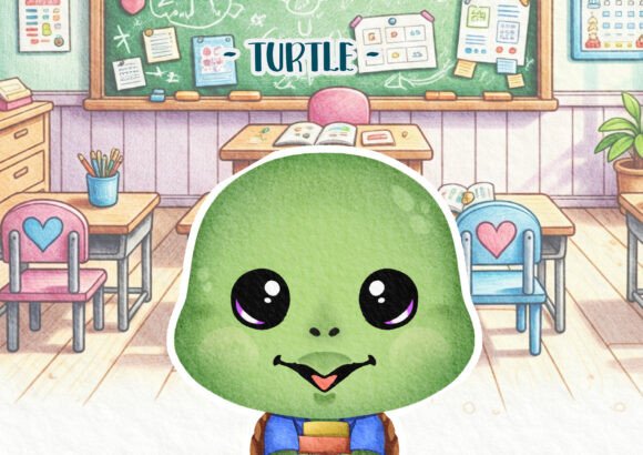 Woodland Back to School Turtle Poster: A Versatile Design Asset for Creative Projects